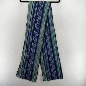 ASIAN EYE Scarf Gauze Geometric Striped Boho Rectangular Cotton Green 11" x 76"